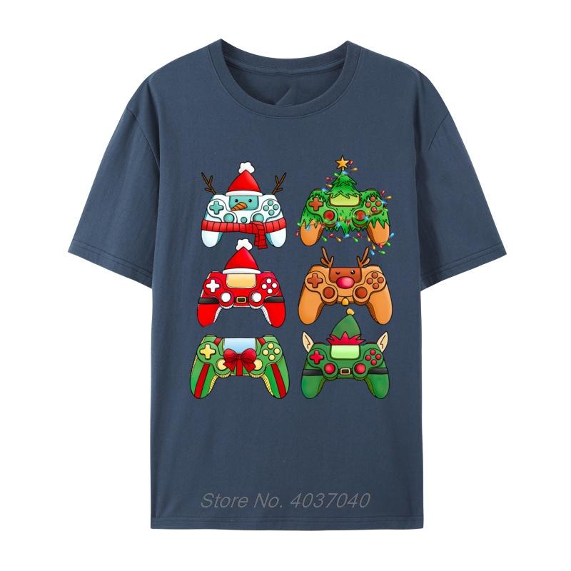 Christmas Controllers Santa Elf Gaming Snowunisex Unisex Tshirts Vintage Cotton Tees Fashion Fitness T Shirt Oversized Unisex Tshirt