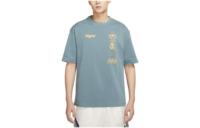 Jordan T Shirts Men's Mineral Slate Blue Crew Neck Moderate Straight Fit DV3076-384