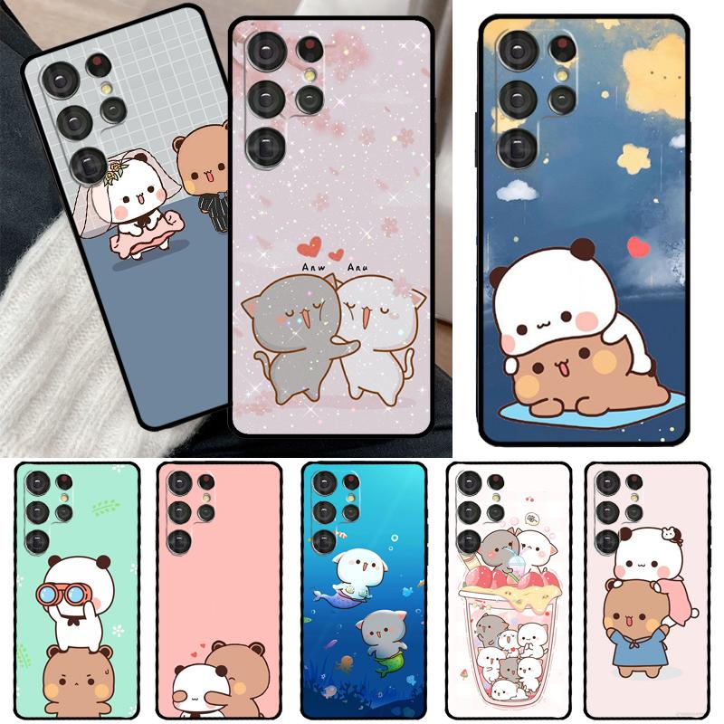 Peach And Goma Cats For Samsung Galaxy S21 S22 Ultra Note 20 S8 S9 S10 Plus Note 10 Plus S20 FE Phone Cover
