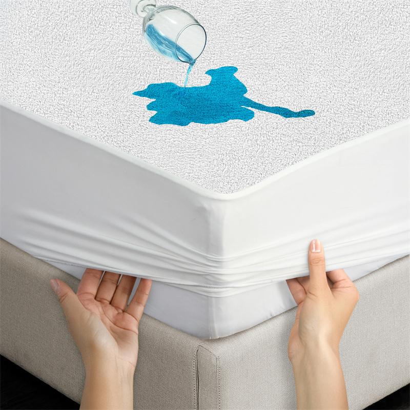 Водонепроницаемая простыня на резинке из махровой ткани, протектор матраса, 1 шт., хлопковая махровая ткань, водонепроницаемый наматрасник, защита для кровати