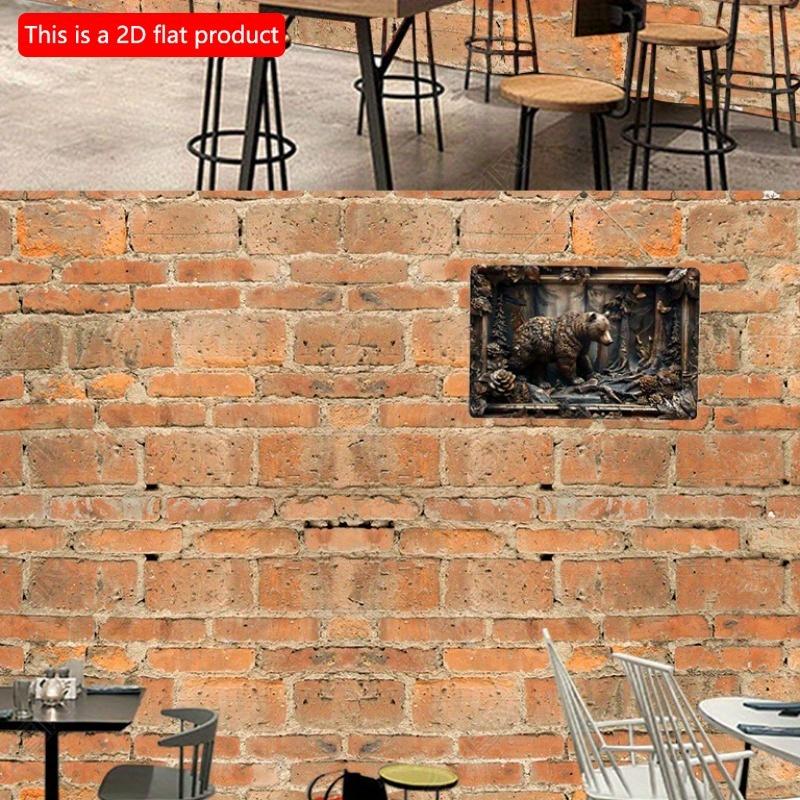 2D Flat Wooden Sign 30*20cm Rustic Bear Scene Wooden Wall Art, Vintage Wooden Decorative Sign for Home & Garden Decor, Farmhouse Wall, Animal-Themed