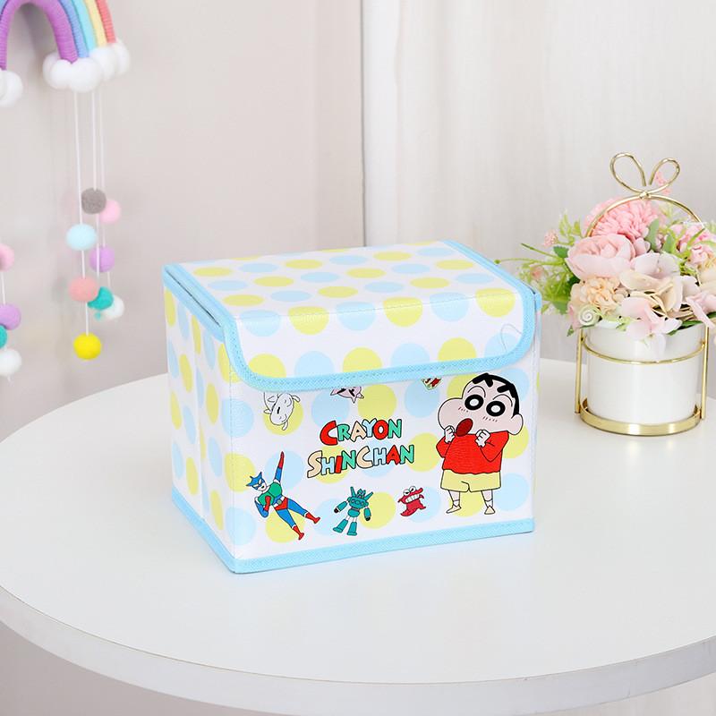 Cute Pajamas Crayon Shin Chan Shiro Striped Pattern Foldable Flip Storage Box For Office And Bedroom Storage