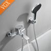 VGX Simple Bathroom Shower System Set Bathtub Faucets Set Bath Water Taps Shower Diverter Single Handle Tub Mixer Shower Crane