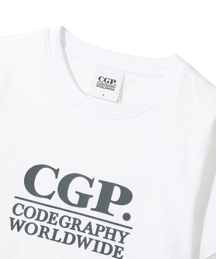 CGP (женщины) Белая футболка с коротким рукавом и квадратным логотипом
