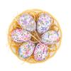 6 Pcs Simulated Easter Eggs Painted Egg with Rope Hanging Decoration Artificial Easter Egg Ornaments with Basket for Spring Holidays Party Accessories