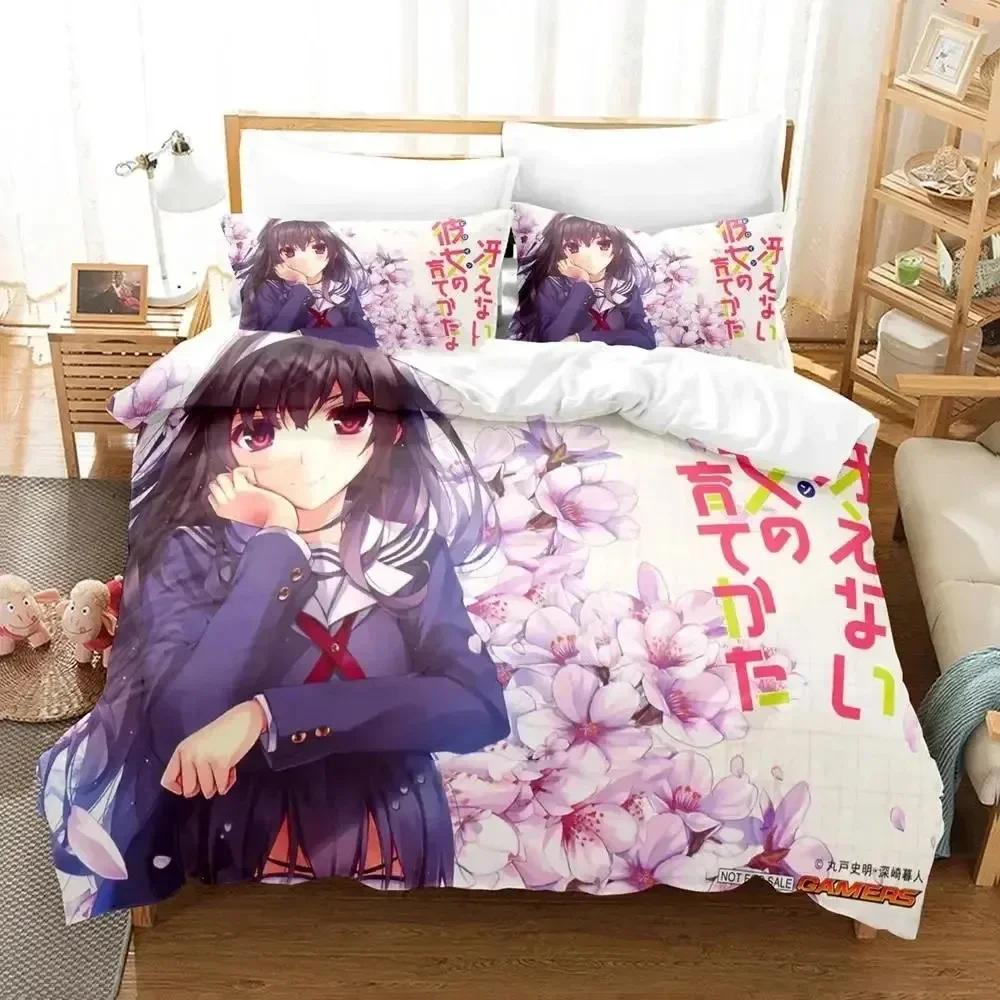 Luxury New 3D Print Anime Megumi Kato Saekano Bedding Set Duvet Cover Bed Set Quilt Cover Pillowcase Queen Boys Adult Bedding
