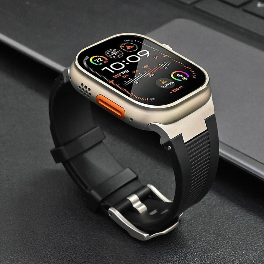 Мягкий силиконовый ремешок для Apple Watch Ultra 3 2 49 мм 46 мм 45 мм 44 мм Резиновый браслет для IWatch Серии 11 10 9 8 7 6 5 SE 3 2 Браслет