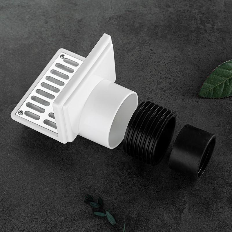 Stainless Steel L-Shaped Corner Floor Drain 50mm 75mm PVC Pipe Side Outlet Bathroom Kitchen