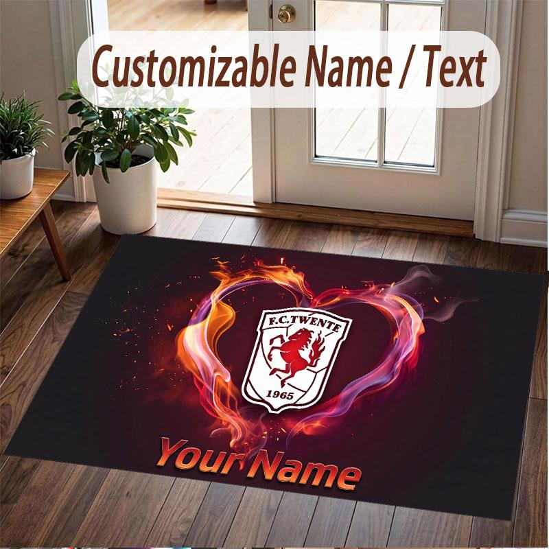 Custom Rug FC Twente Pattern Print Name Text Soft Non‑Slip Floor Carpet for Home Indoor Decoration