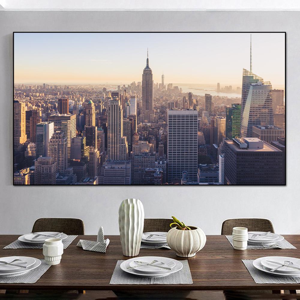 Нью-Йоркский пейзаж, холст, картина, современный постер и принты, большой размер, настенная картина для гостиной, домашний декор, без рамки