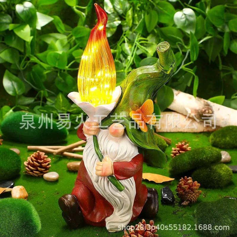 Садовая статуэтка-гном, украшение, гном-эльф, украшение для газона на солнечной батарее, гном-светильник, садовые статуи, ангел, рождественский декор