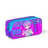 coral high Kids Purple Pink Blue Glitter K-Pop Patterned Two-Compartment Pencil Bag 12064