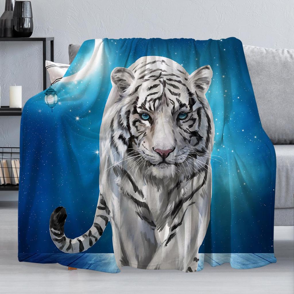 Tiger Blanket Wild Animal Flannel Throw Blanket Soft Comfy Lightweight Cozy Plush Fuzzy Warm Blanket for Home Couch Bed Sofa