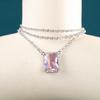 BELLA BOX Ярко-розовый/желтый кулон с фианитом, ожерелье для женщин, серебряный цвет, О-цепочка, модные нежные аксессуары для вечеринок для девочек, ювелирные изделия