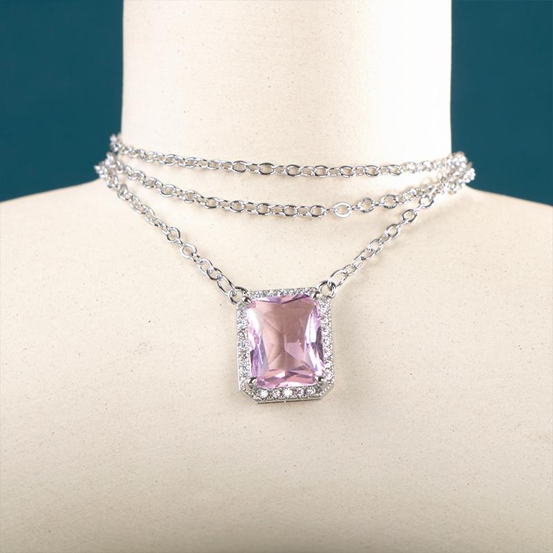 BELLA BOX Ярко-розовый/желтый кулон с фианитом, ожерелье для женщин, серебряный цвет, О-цепочка, модные нежные аксессуары для вечеринок для девочек, ювелирные изделия