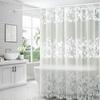 Modern Bathroom Waterproof Transparent Flower Shower Curtain PEVA Plastic Hook Bathroom Curtain