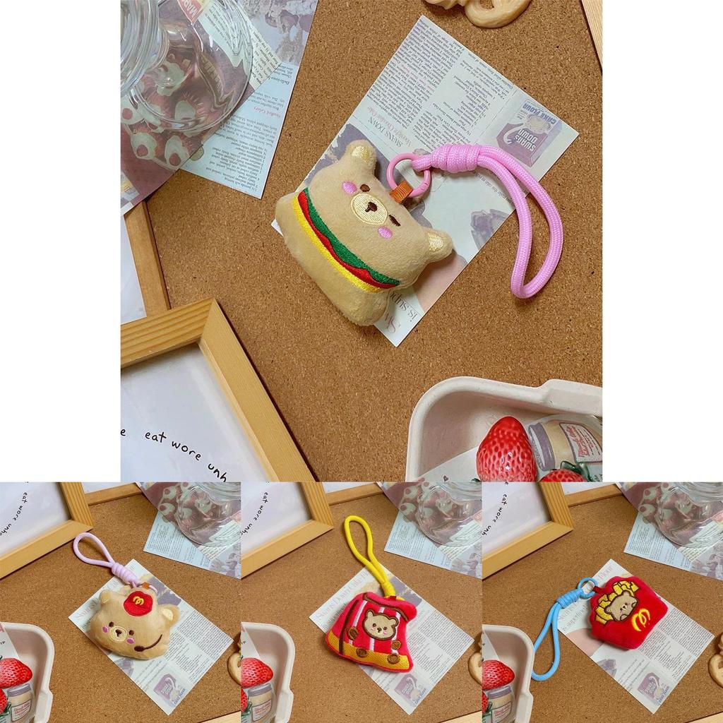 Plush Food Bear Keychain With Short Pile Fabric For Couples And Gift Giving