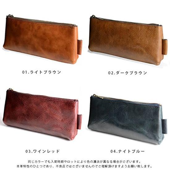 Endmark Натуральная кожа Карандаш Большой Простой Сделано в Темно-синий Чехол, Вместимость, Дизайн, Мужской, Япония,