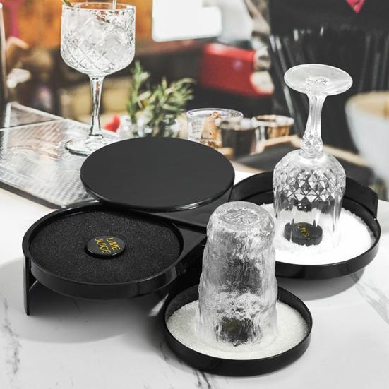 3 Tier Bar Glass Rimmer Salt And Sugar Rimmer Seasoning Box Cocktail Ingredient Separator Bartender Tool for Margaritas