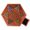 Wooden Chinese Checkers Board Game Set with Glass Ball and Drawers Strategy Game Hexagon Wooden