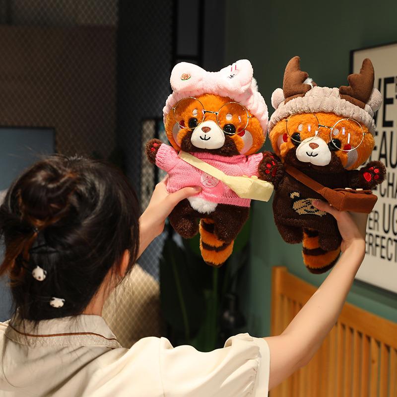 30cm Cute Raccoon Into Red Brown Red Panda Dress Up Plush Toy Plush Animal Soft Pillow Birthday Gift for Children