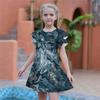 Girls Blue Lava Print Dresses Kids Girl Party Dress Loose Fitting Loose Fitting Short Sleeved Skirt For Girls Over Four Years Old