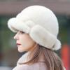 Mink Hat Women's Winter Thickened Warm Mink Hair Whole Mink for Middle and Elderly Mothers Versatile Duck Tongue Fur Hat