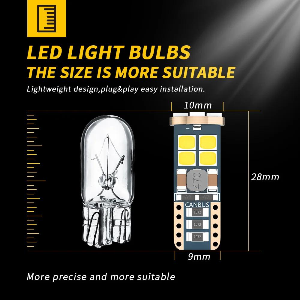 10 шт. Canbus W5W T10 Светодиодные лампы 12-SMD 12V/24V 6500K Белый 194 168 Лампы для салона автомобиля, карты, потолка, габаритного света Автомобильная лампа 4 Вт