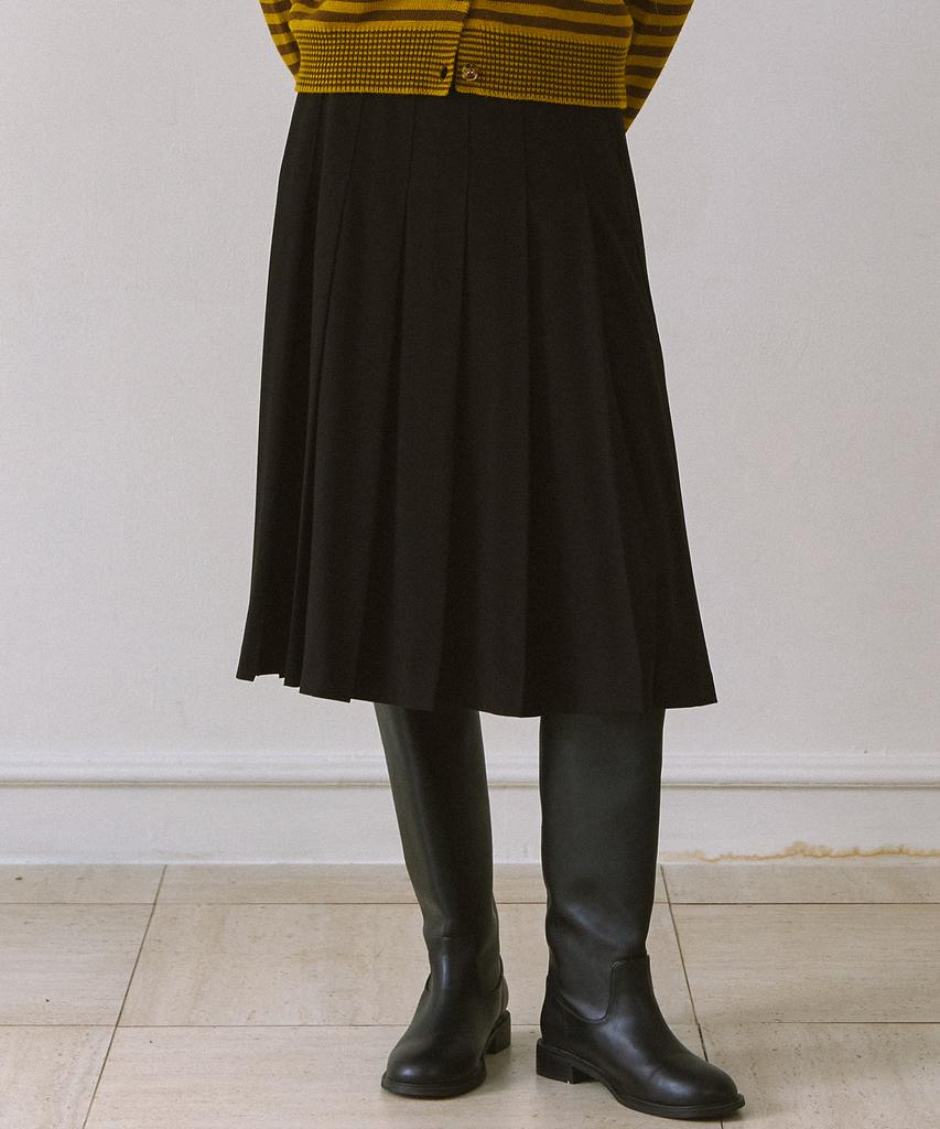 Yeoppe Pleated Wool Skirt_Black