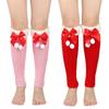 Женские рождественские чулки с бантом, гетры, зимние теплые флисовые эластичные трикотажные чехлы для ног, женские толстые манжеты, носки для сапог