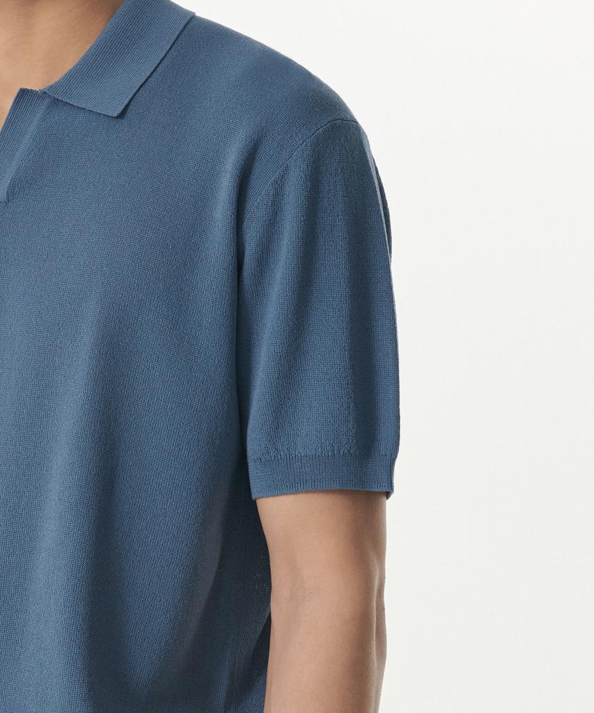 MUSINSA STANDARD Cool Touch Slit Neck Knitted Polo Shirt [Blue Grey]