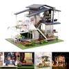 DIY Dollhouse Furniture Kits Wooden Modern Villa Lights Playset Creative Toy