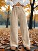 Autumn and Winter Solid Color Fashionable Plush Casual Pants, Loose and Comfortable Plush Warm Pants for Women