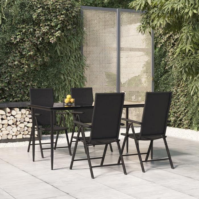 VidaXL 5-piece Garden Dining Set Black Wicker, Outdoor Dining Set, Table and Chair of 3156516