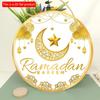 2D плоский 20*20 см 1 шт EID Mubarak Gloden Moon&Stars симпатичный круглый деревянный кулон, золотой великолепный стиль потолочный подвесной орнамент Рамадан, ислам мусульманский