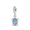 925 Silver Hermit Crab Gecko Jellyfish Dolphin Turtle Pendant Sky Blue Beads Fit Original  Charms Bracelet Europe Jewelry
