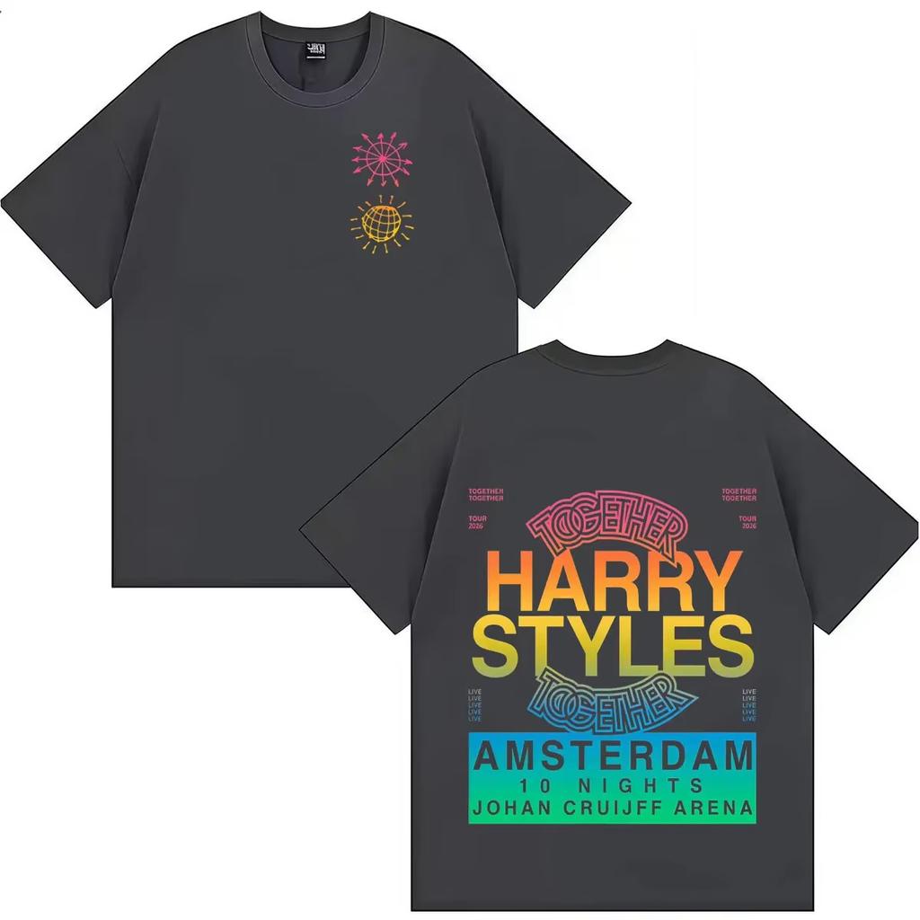 Vintage Washed Harry Styles Together Together Tour 2026 Pop Rock Disco Singer British Music Artist Printed Cotton T-shirt Men Women Tee Summer Casual