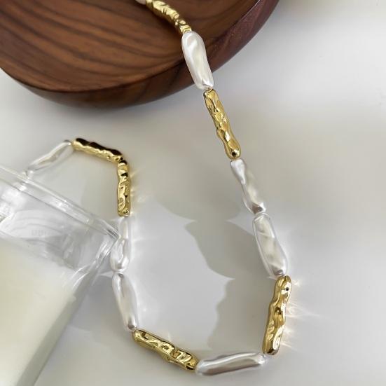 Imitation Baroque Pearl Toothpick Necklace Irregular Metal Choker Unique Elegant Clavicle Chain Minimalist French Retro Jewelry for Women