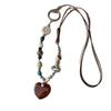 Heart-shaped Wood Pendant Necklace Ceramic Women Jewelry New Long Sweater Chain Necklace  for Women