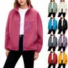 Women's Fashionable Casual Plus Size Long Sleeve Thickened And Fleece Line Stand Up Collar Coat