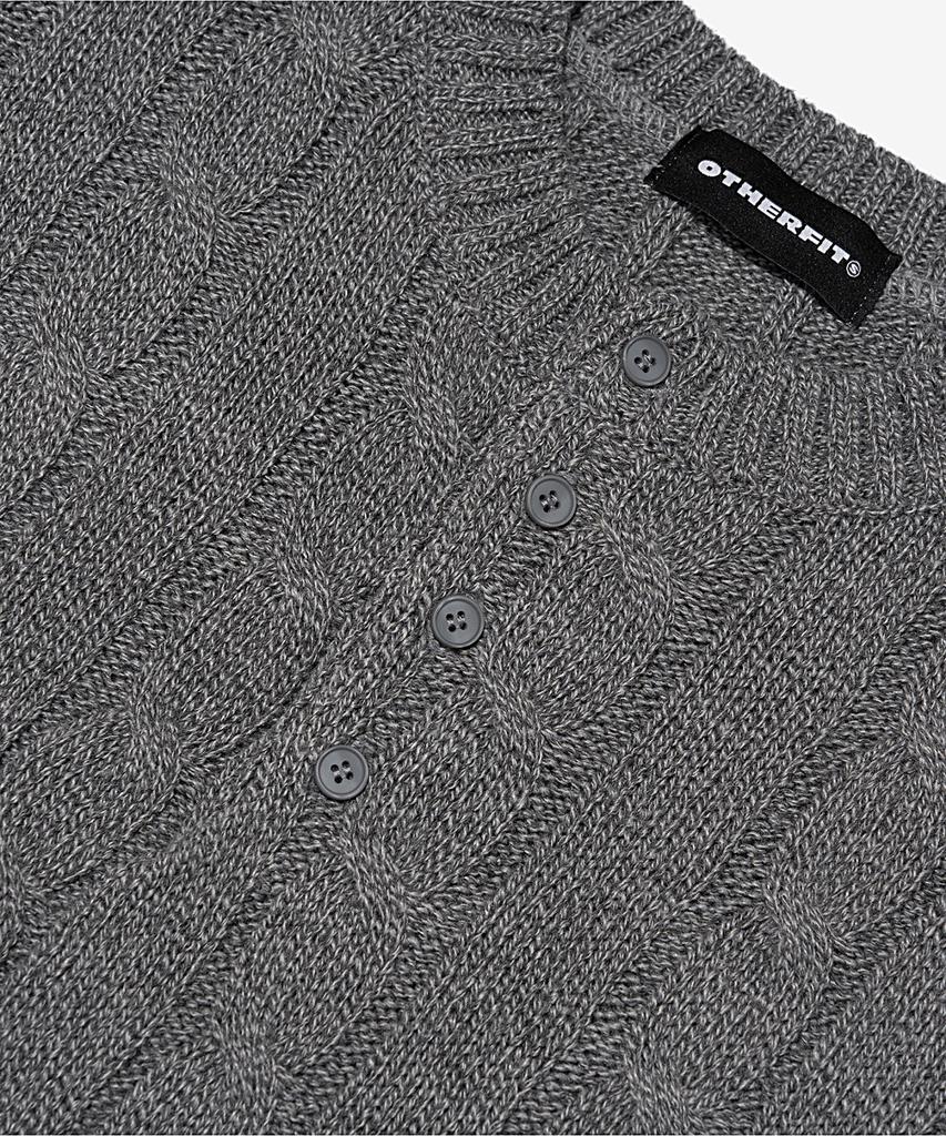 OTHERFITS Cable Henley Neck Overknit (Grey)