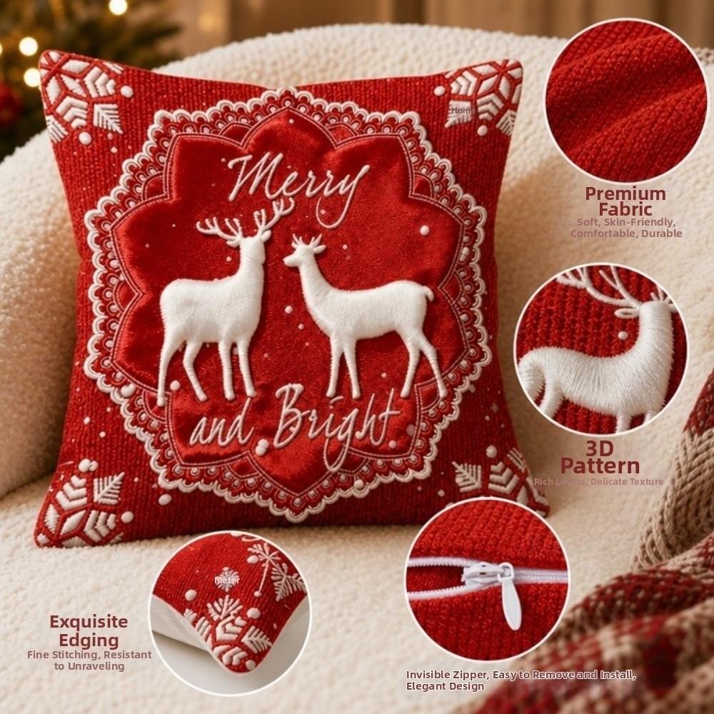 Cartoon Christmas Pillow Covers Flat Printing Xmas Pillow Cover Home Holiday Decor