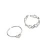 Pack of 2 Delicate Heart Cutout Rings Adjustable Fashion Rings Suitable for Casual Wear Dating and Special Occasions