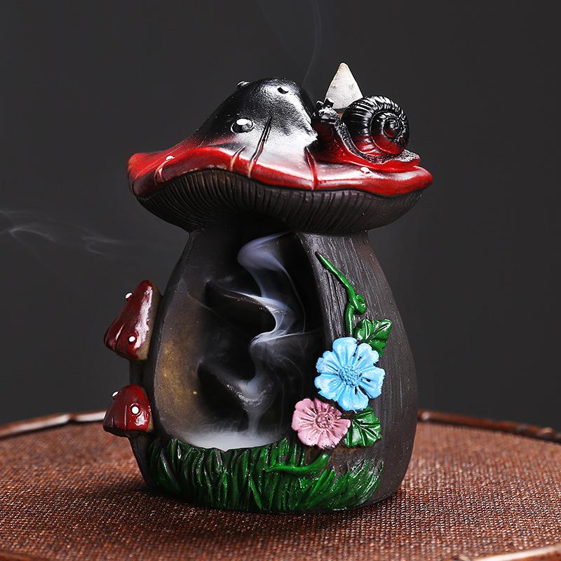 Resin Backflow Incense Burner Mushroom Pumpkin Ornament for Easter Halloween