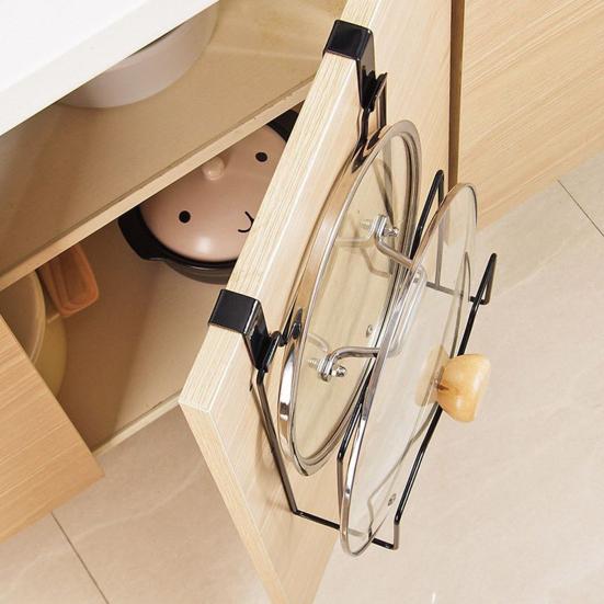 Pot Lid Rack Door Back Type Kitchen Organizer Wall Mounted Chopping Board Drain Rack Pan Cover Holder Eco-friendly Space-Saving