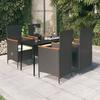 VidaXL Garden Dining Furniture with Cushions 5 Pcs Black 3099445