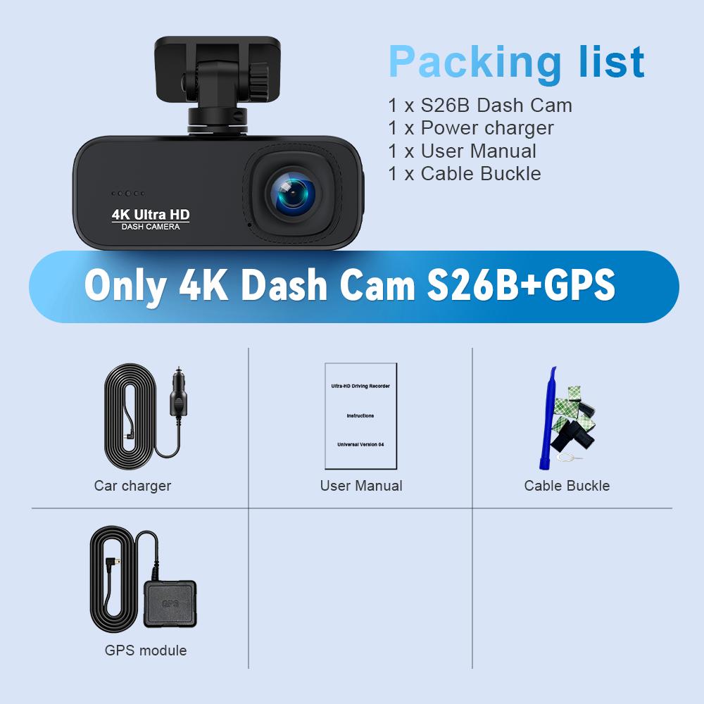 Soam Dash Cam Front and Rear 4K/1080P,Dash Camera for Cars Build in WiFi,24H Parking Mode,Night Vision,WDR,170°,G-Sensor,App