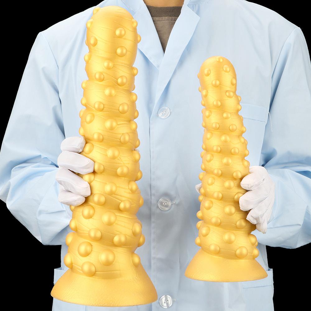 Golden Silicone Giant Suction Cup Large Anal Plug Oversized Thread Posterior Anal Canal