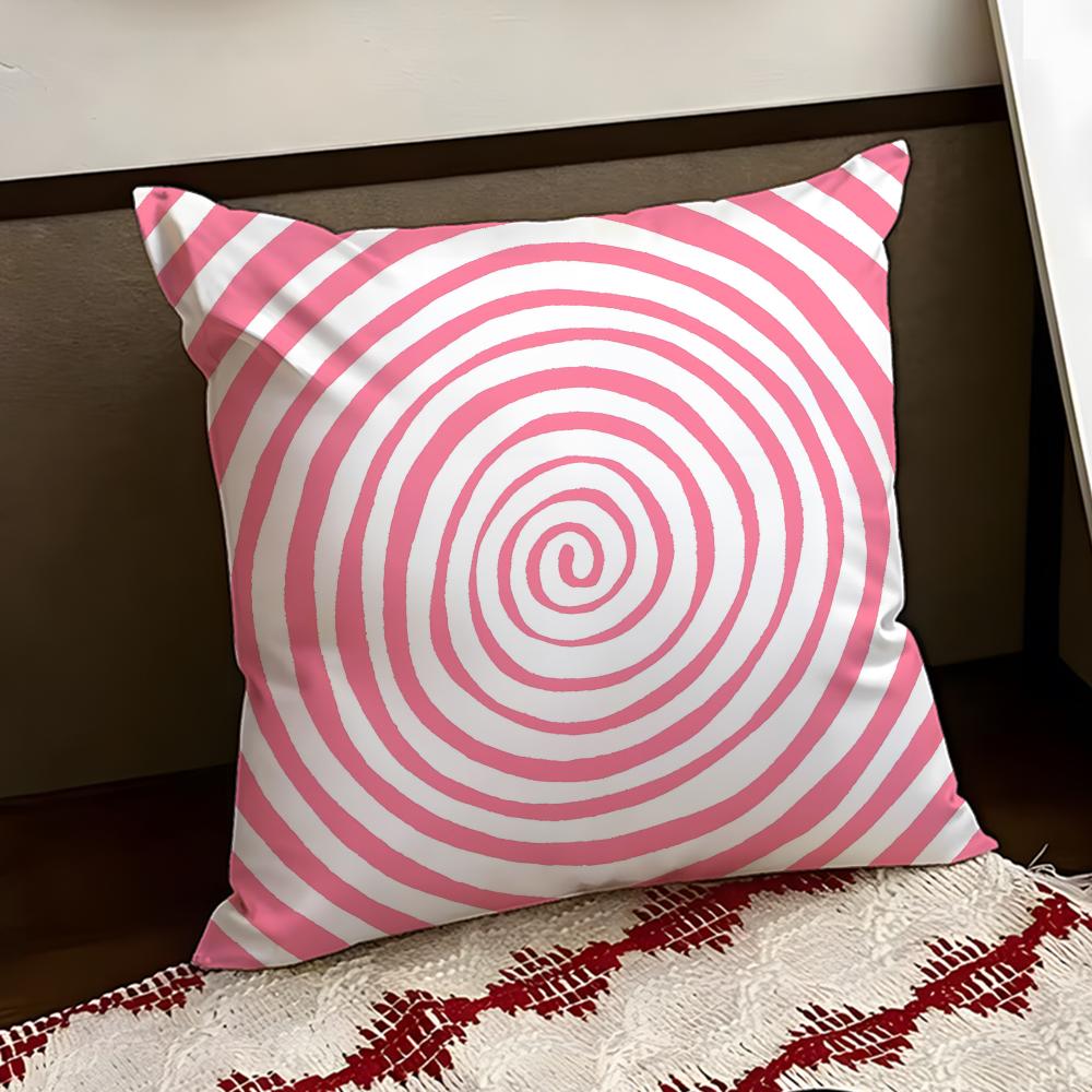 Hypnotic Stripe Psychedelic Cushion Cover Reversible Soft Durable Pillow Cover Home Car MultiScene Use for Daily Comfort