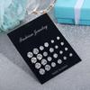 Six Claw Crystal Zirconia Earrings with White Diamonds Fashion 12 Pairs Combination Card Mounted Earrings